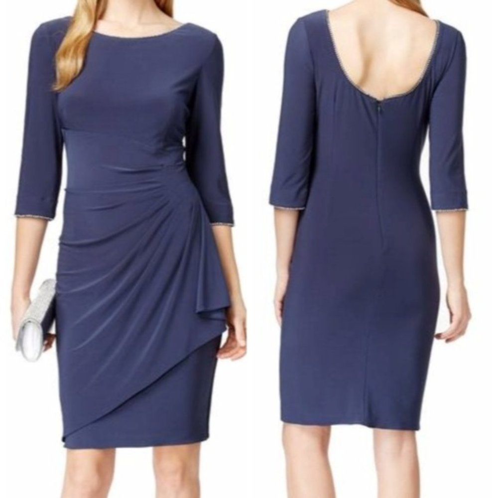 Alex Evenings Embellished Bateau Jersey Dress 16‎